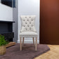 High-end Tufted Solid Wood Contemporary Flax Upholstered Dining Chair with Wood Legs Nailhead Trim 2-Pcs Set Gray