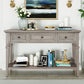 TREXM Classic Retro Style Console Table with Three Top Drawers and Open Style Bottom Shelf (Gray Wash)