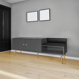 Modern Shoe Storage Bench with Hidden Storage and Upholstered Cushions for Bedside, Living Room and Entryway (Gray)