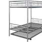 Twin-Over-Twin Metal Bunk Bed With Trundle Can be Divided into two beds No Box Spring needed White