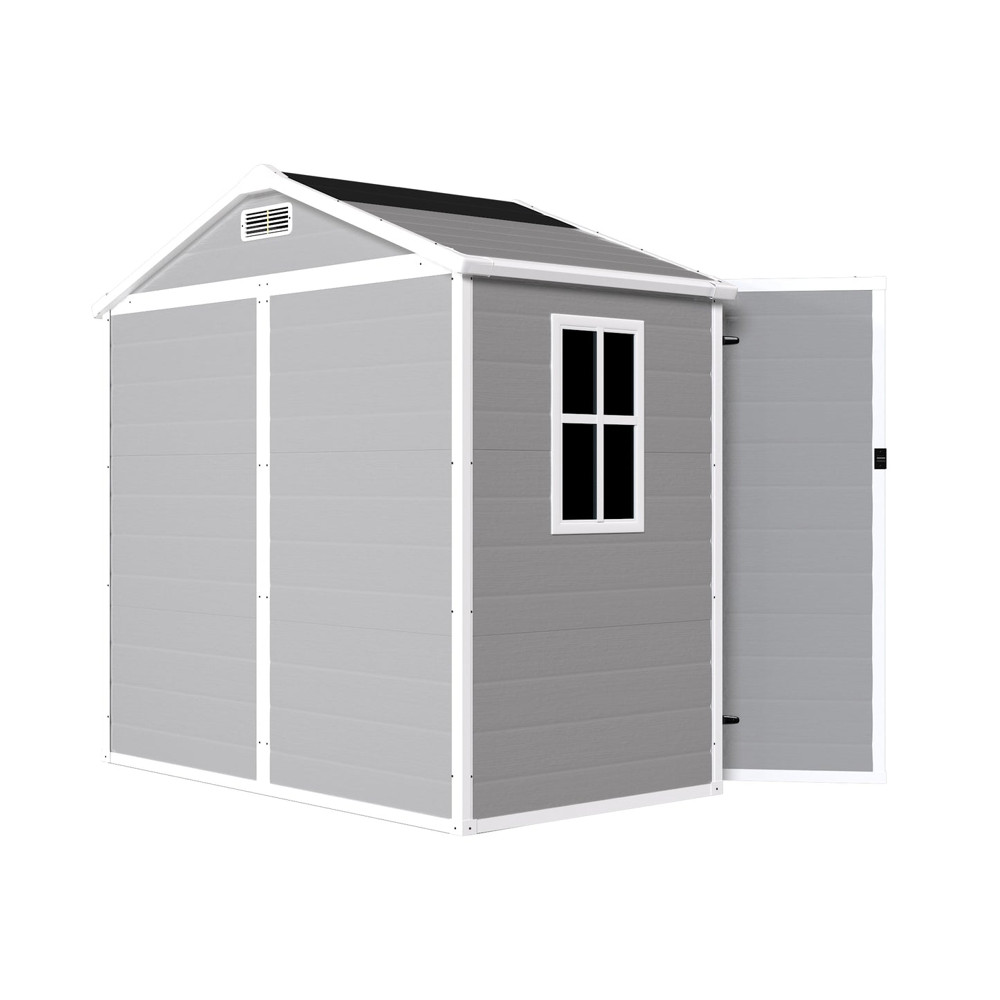 6' x 4.4' Resin Weather Resistant Outdoor Storage Shed with Floor for Garden,Backyard,Pool Tool, Light Grey