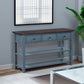 Retro Design Console Table with Two Open Shelves, Pine Solid Wood Frame and Legs for Living Room (Antique Navy+Espresso)