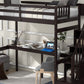 Twin Size Loft Bed with Storage Staircase and Built-in Desk Espresso