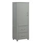 Tall Bathroom Storage Cabinet, Freestanding Storage Cabinet with Two Drawers and Adjustable Shelf, MDF Board , Grey