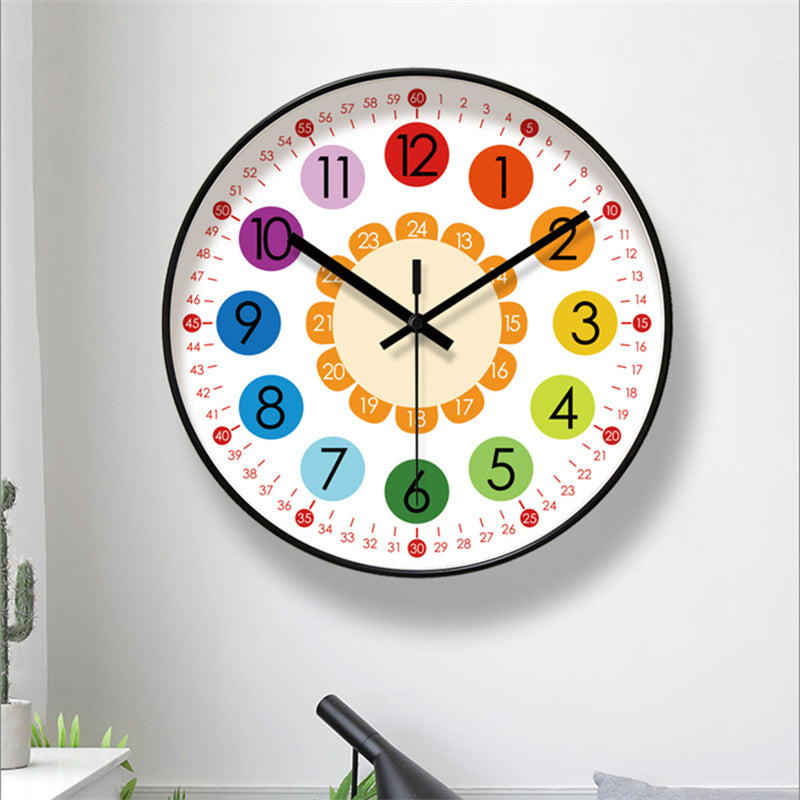 Reloj de pared para habitación de niños Reloj silencioso de aprendizaje temprano