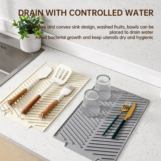 Dishes drain pad insulation pad can be cut kitchen wash countertop drain dishes sink stove water control silicone mat