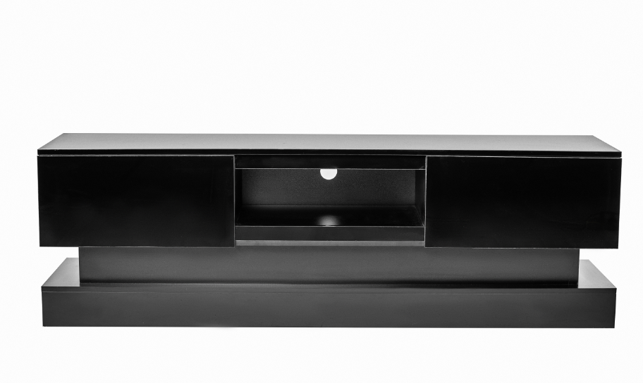 51.18inch Black morden TV Stand with LED Lights high glossy front TV Cabinet color:BLACK