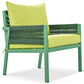 Outdoor Furniture with Tempered Glass Table, Deep Seating with Thick Cushions in Fluorescent Yellow and Green