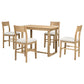 TOPMAX Farmhouse Countertop Height 5-Piece Dining Table Set with Rectangular Table and 4 Brown Chairs