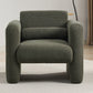 Modern Chair with Sheepskin Sherpa Fabric, Soft Cushion Armchair in Seaweed Green for Living Rooms