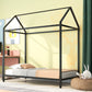 House Bed Frame Twin Size  Kids Bed Frame Metal Platform Bed Floor Bed for Kids Boys Girls No Box Spring Needed Black