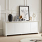 Side panel storage cabinet, TV stand, modern style cabinet, white, 64 inches wide x 15 inches deep x 23.23 inches high.