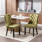 High-end Tufted Solid Wood Contemporary Velvet Upholstered Dining Chair with Wood Legs Nailhead Trim 2-Pcs Set Olive-Green