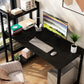 Bedroom Desk with Steel Frame, 4 Storage Shelves, and Wooden Tabletop, Perfect for Students and Home Offices