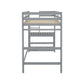 Twin High Loft Bed with Ladder landing Platform, Ladders, Guardrails,Grey