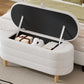 Elegant Upholstered Sherpa Fabric Storage Ottoman with Wood Legs, Storage Bench for Bedroom, Living Room, White