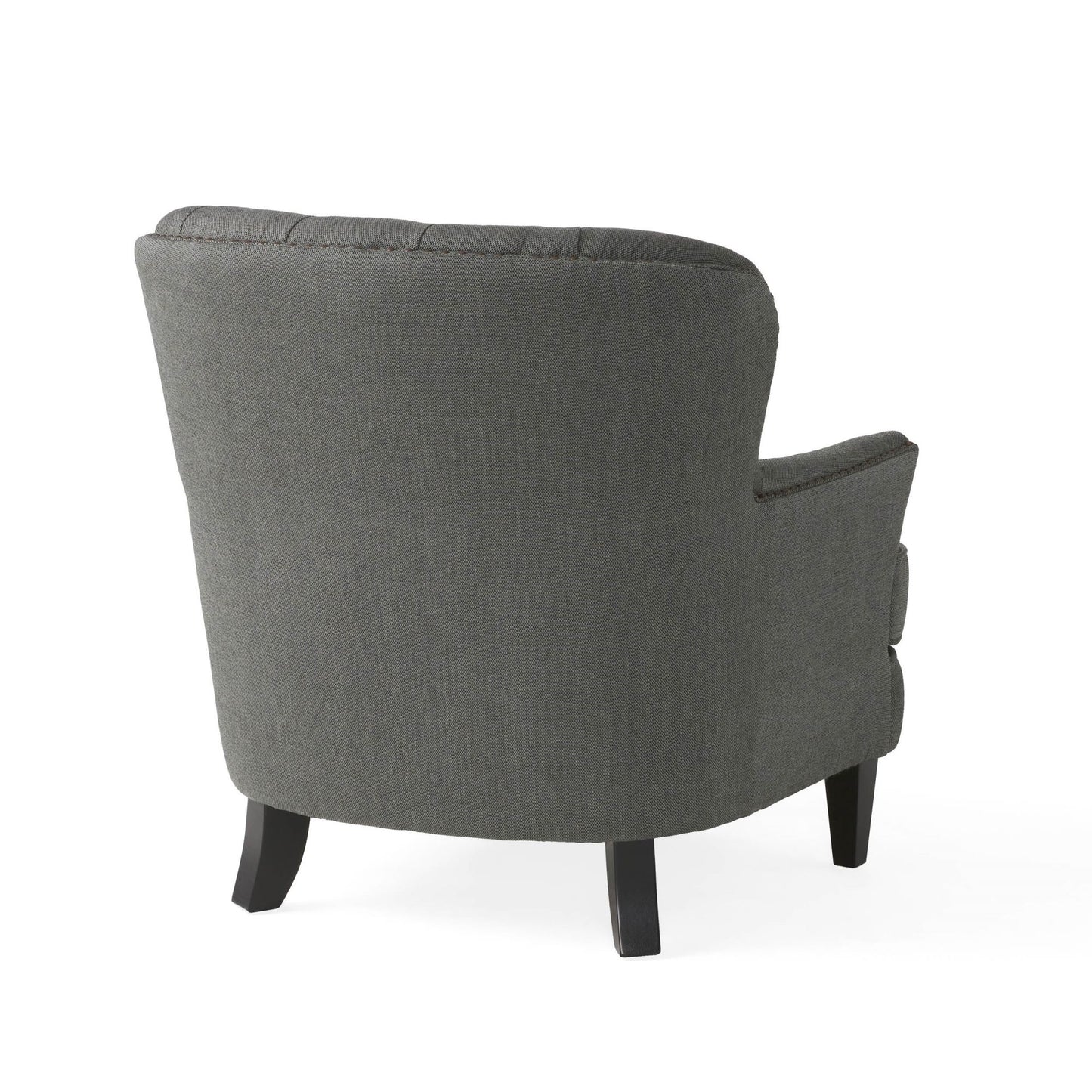 Sillón club moderno de tela gris y conjunto otomano, elegante sillón acolchado para salas de estar