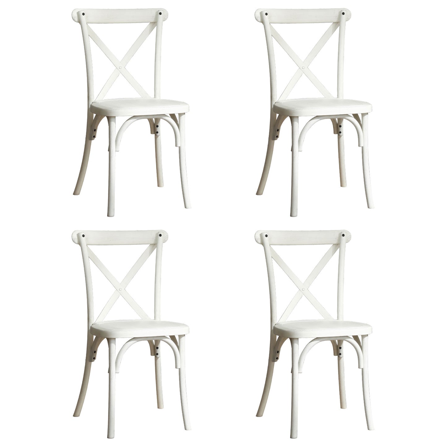 4-Pack Resin X-Back Chairs, Mid-Century Modern Farmhouse Design for Kitchens and Dining Rooms, Lime Wash Finish