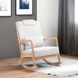 Rocking Chair Upholstered Fabric Rocking Armchair Indoor with High Backrest Glider Chairs and Lumbar Pillow for Living Room