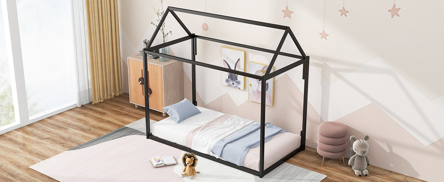 Metal House Shape Platform Bed  twin