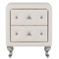 Elegant PU bedside table with 2 drawers and crystal handles, storage with metal legs - white