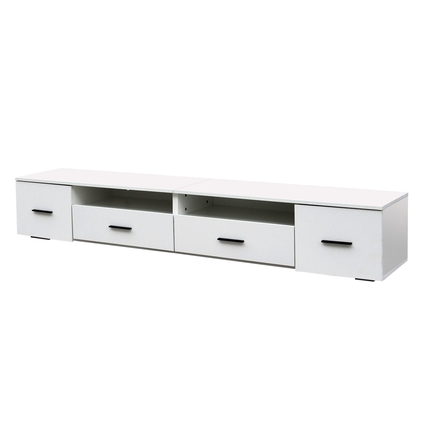 White TV Stand for Living Rooms, Modern Entertainment Center for TVs Up to 90 Inches