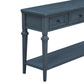 TREXM Classic Retro Style Console Table with Three Top Drawers and Open Style Bottom Shelf (Navy)