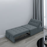 Four in one sofa bed, chair bed, multifunctional folding Ottoman bed with storage bag and USB port, dark blue