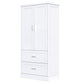 Tall Bathroom Storage Cabinet with Two Doors and Drawers, Adjustable Shelf, MDF Board, White Finish