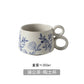 Hand-painted blue and white glazed mugs, retro rough pottery creative household water cups, underglaze colored coffee