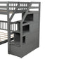 Twin over Full Loft Bed with Staircase Gray