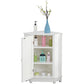 White Bathroom Cabinet Triangle Corner Storage Cabinet with Adjustable Shelf Modern Style MDF Board