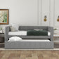 Twin Size Daybed with Trundle  Upholstered Daybed with Padded Back  Gray