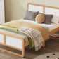 Modern Style Queen Size Solid Wood Platform Bed for Kids, Teens, Adults, No Need Box Spring, Walnut and White