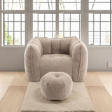 Soft Bean Bag Chair with High Resilient Foam(Chips)for living room and bedroom,Comfortable Square Lazy Sofa with Footstool