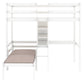 Convertible Loft Bed with L-Shape Desk, Twin Bunk Bed with Shelves and Ladder White