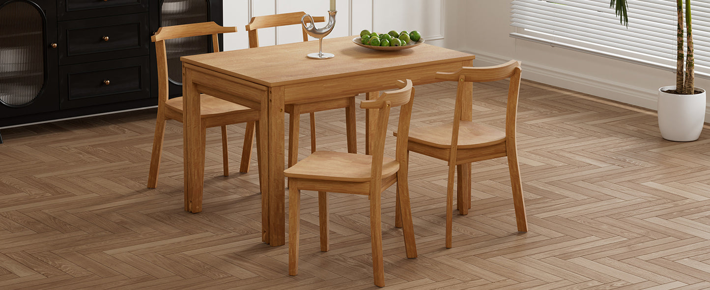 TOPMAX 65" 5-Piece Dining Set with Wheels, Expandable Table, and 4 Small Chairs, Natural Finish