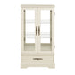 Light colored glass cabinet Curio display cabinet with adjustable glass frame, 2 doors and 1 drawer, including white light bulbs