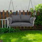 2-Person Hanging Seat, Rattan Woven Swing Chair, Porch Swing With Ropes, Gray Wicker And Cushion