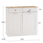 Two Drawers and Two-Compartment Tilt-Out Trash Cabinet Kitchen Trash Cabinet-White