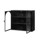 Glass Doors Modern Two-door Wall Cabinet with Featuring Three-tier Storage Black