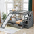 Twin over Full Bunk Bed with Drawers Storage and Slide  Multifunction Gray