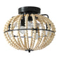 Beaded Fan lamp Wood Beaded Chandelier Oak White