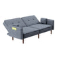 Futon Sofa Bed with Solid Wood Legs, Comfortable Grey Fabric Design for Living Rooms