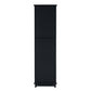 Tall Bathroom Storage Cabinet with Glass Doors, Free-Standing, Two Drawers, and Adjustable Shelves, MDF Board, Painted Black