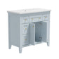 36 inch bathroom vanity with resin sink combination set with 6 drawers and 2 cabinets, storage cabinet vanity set, light blue