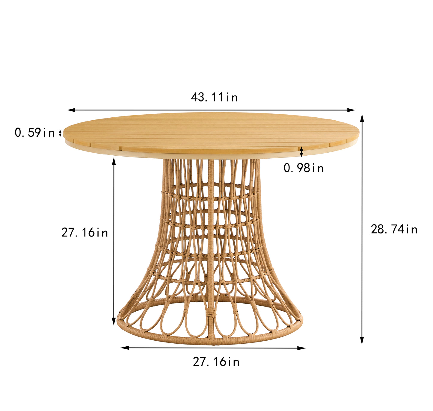 Outdoor Dining Simple Bamboo Chair and Table Set, Perfect for Patios and Gardens