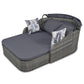 GO 79.9" Outdoor Sunbed with Adjustable Canopy, Double Lounge in Gray Wicker and Cushion