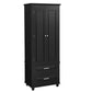 Tall Storage Cabinet with Two Drawers, Perfect for Bathrooms and Offices, Black Finish