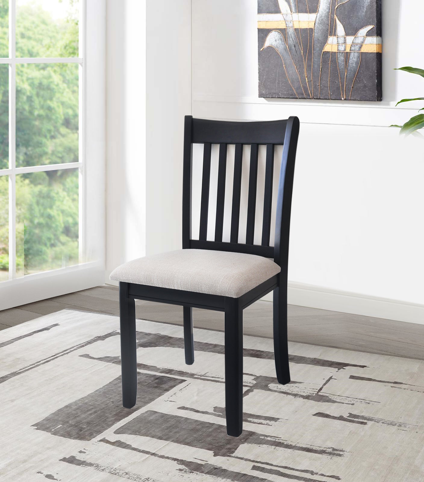 Upholstered Black Dining Chairs, Set of 2, Comfortable and Stylish for Farmhouse Kitchens